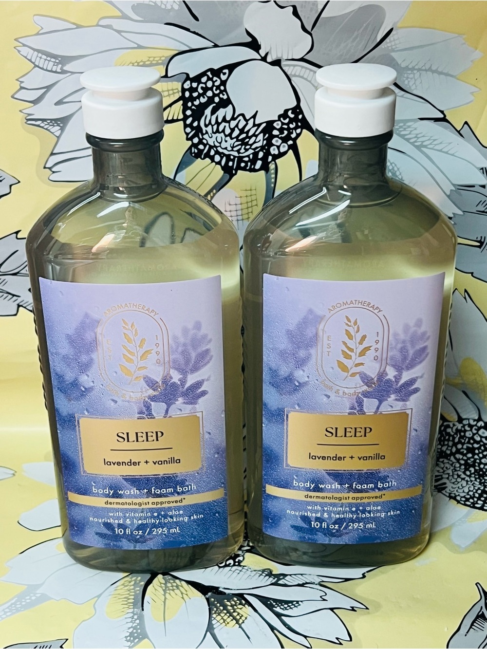 2 Bath & Body Works Sleep Lavender Vanilla Body Wash Foam Bath 10 oz New